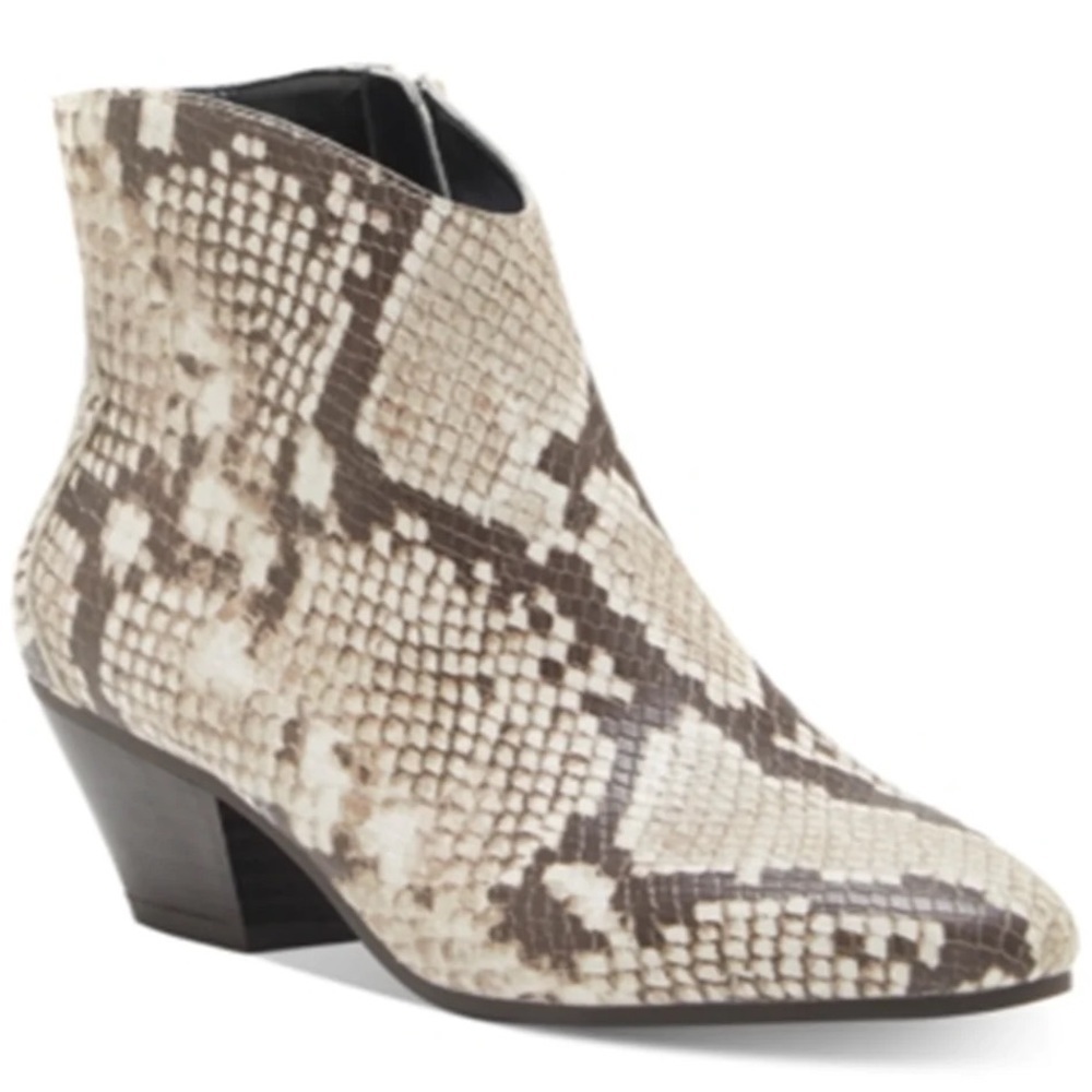 INC Women's Idra Block-Heel Booties, Tan Snake, Created for Macy's Women's Shoes